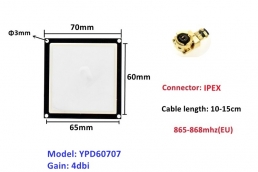 PCB size 70*70mm 4dbi 10cm-7m read range rfid uhf ceramic antenna SMA ipex MMCX connector for embedded handheld reader systems Model：YR6070