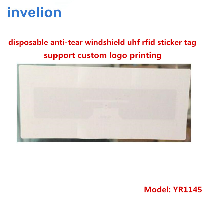 uhf rfid windshield sticker tag EPC gen2 anti tamper with cutline Model : YR1145