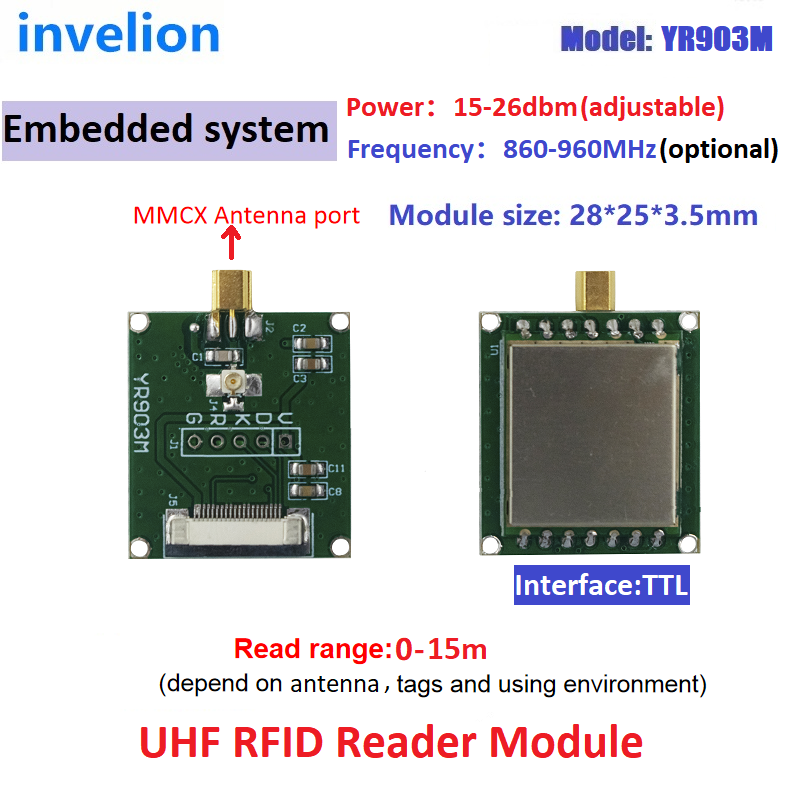 Long Range 0-15M Passive USB UHF RFID Reader Module USB/TTL UART/RS232/TCP IP Optional interface with free SDK Model：YR903M