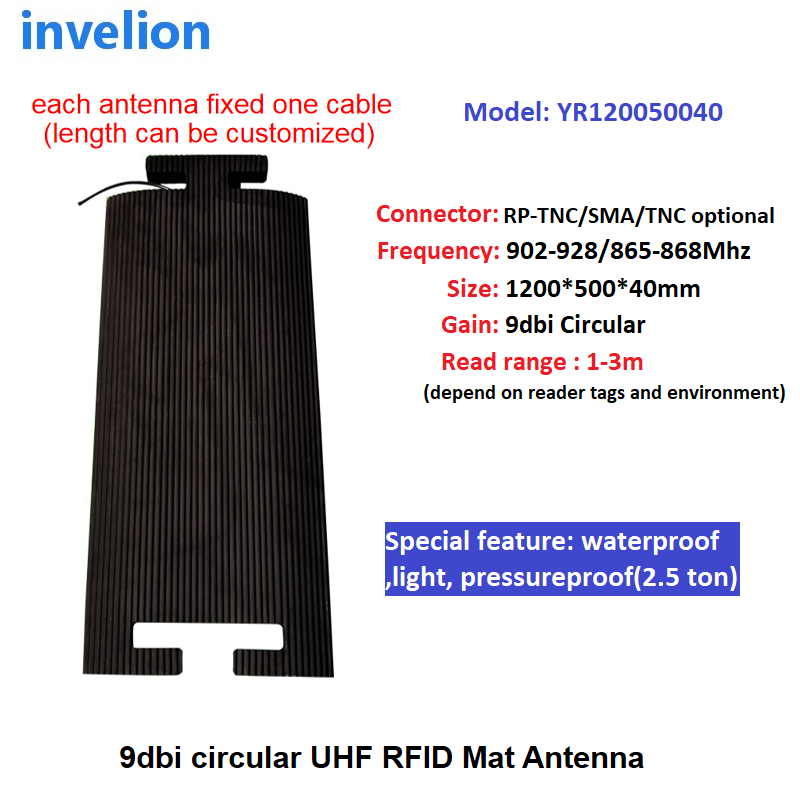 9dbi Circular UHF RFID Mat Floor Antenna 1-3M Range 865Mhz Pressureproof Waterproof Used For Marathon Running Timing System Model：YR120050040