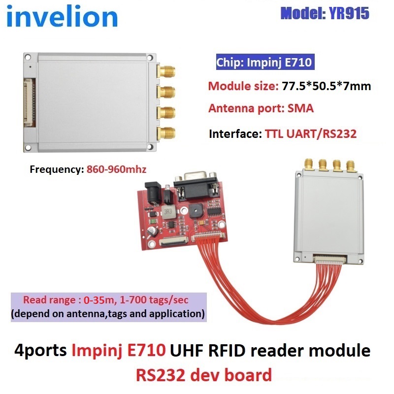 uhf rfid reader 16ports module rj45 / passive impinj E710 indy uhf rfid module fixed with evaluation Board 865-868mhz 902 928mhz Model：IN915